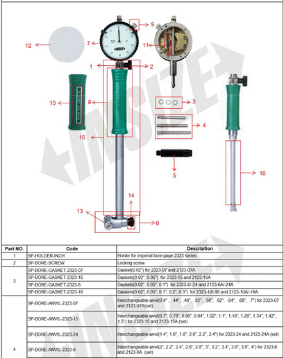 Insize SP BORE GAUGE ANVIL 2323-6 Interchangeable Anvil for 2323-6 & 2123-6A