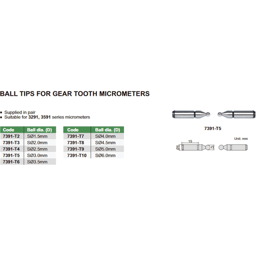 INSIZE Measuring Equipment 3.0MM BALL POINT - 7391-T5