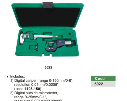 INSIZE Measuring Equipment Insize 2pc Measuring Tool Set Series 5022