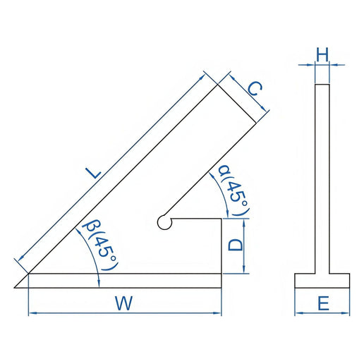 INSIZE Measuring Equipment Insize 45° Square 200x130mm Range Series 4747-200
