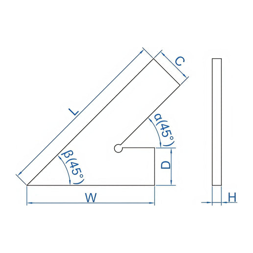 INSIZE Measuring Equipment Insize 45° Square Range Series 100x70mm Series 4745-1100