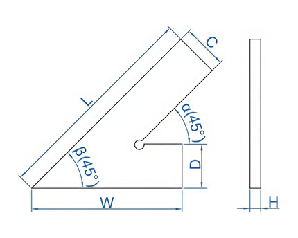 INSIZE Measuring Equipment Insize 45° Square Range Series 120x80mm Series 4745-1120