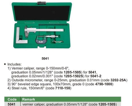 INSIZE Measuring Equipment Insize 4pc Measuring Tool Set Series 5041