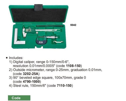 INSIZE Measuring Equipment Insize 4pc Measuring Tool Set Series 5042