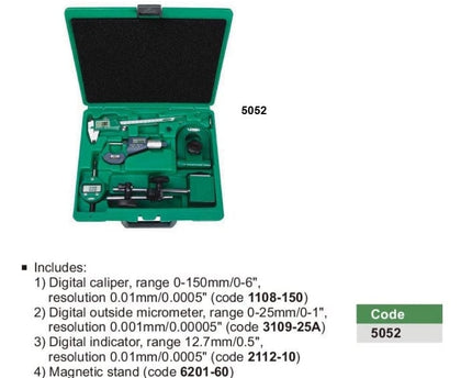INSIZE Measuring Equipment Insize 5pc Measuring Tool Set Series 5052