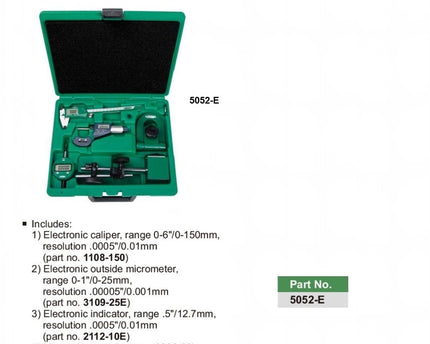 INSIZE Measuring Equipment Insize 5pc Measuring Tool Set Series 5052-E