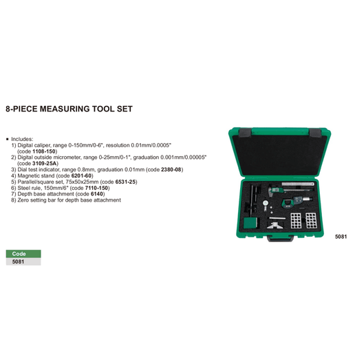 Insize Testing Kit Combination Kits Precision Layout Tools for Engineers