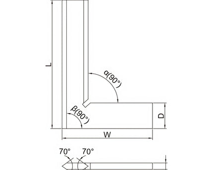 INSIZE Measuring Equipment Insize 90° Bevelled Edge Square 200x130mm Range Series 4790-0200