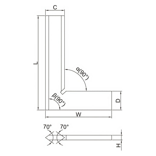 INSIZE Measuring Equipment Insize 90° Bevelled Edge Square 300x200mm Range Series 4790-3000