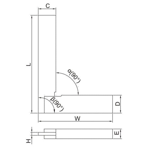 INSIZE Measuring Equipment Insize 90° Flat Edge Square 100x70mm Range Series 4792-100