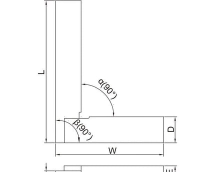 INSIZE Measuring Equipment Insize 90° Flat Edge Square 200x130mm Range Series 4792-200