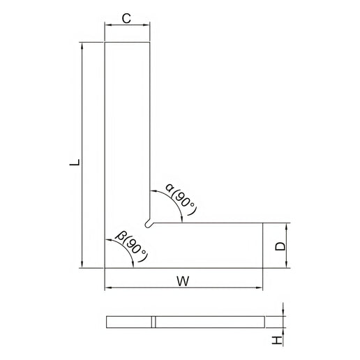 INSIZE Measuring Equipment Insize 90° Flat Edge Square 300x200mm Range Series 4791-300