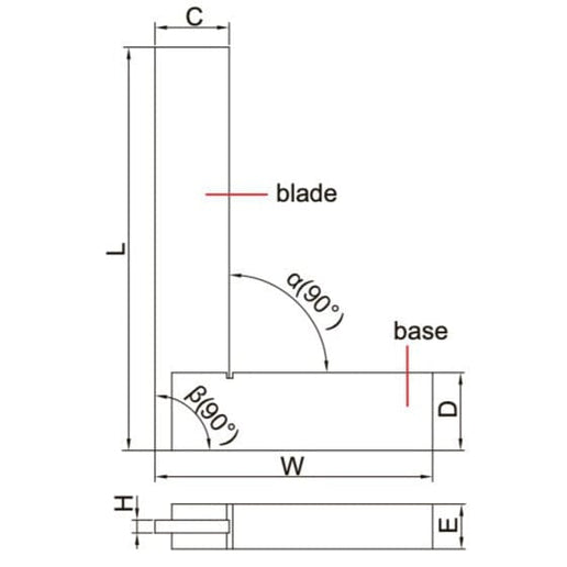 INSIZE Measuring Equipment Insize 90° Flat Edge Square 75x50mm Range Series 4792-75