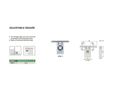 INSIZE Measuring Equipment Insize Adjustable Square Range Series 4701-1