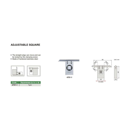 INSIZE Measuring Equipment Insize Adjustable Square Range Series 4701-1