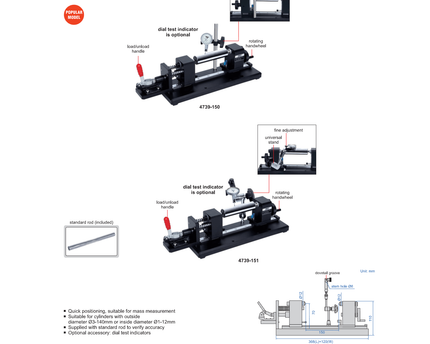 INSIZE MEASURING EQUIPMENT Insize Bench Centers 150mm Distance High Precision Series 4739-150