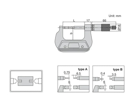 INSIZE MEASURING EQUIPMENT Insize Blade Micrometer 100-125mm Range Series 3232-125BA
