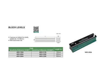 INSIZE MEASURING EQUIPMENT Insize Block Level 300m Series 4903-300A