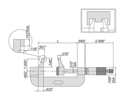 INSIZE Measuring Equipment Insize Caliper Type Micrometer 0-1" Range Series 3238-1
