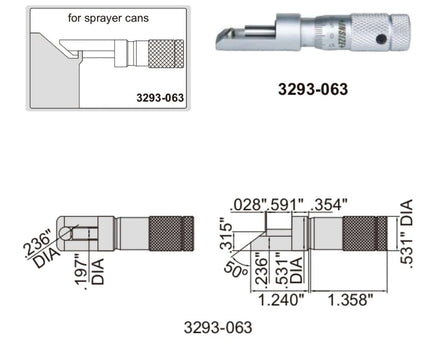 INSIZE Measuring Equipment Insize Can Seam Micrometer 0-0.6" Range Series 3293-063