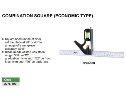 INSIZE Measuring Equipment Insize Combination Square 300mm Range Series 2276-300