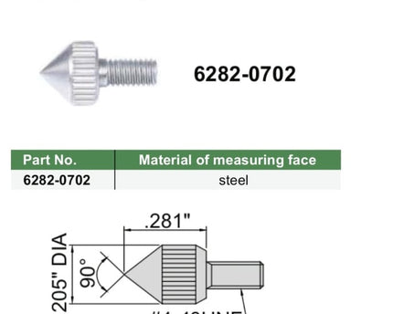 INSIZE Measuring Equipment Insize Conical Point 0.281" Range Series 6282-0702