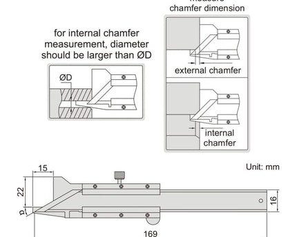 INSIZE Measuring Equipment Insize Conventional Chamfer Gauge 0-6mm Range Series 1267-6