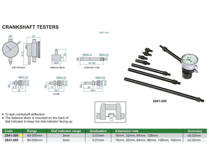 INSIZE Measuring Equipment Insize Crankshaft Test 60-300mm Range Series 2841-300
