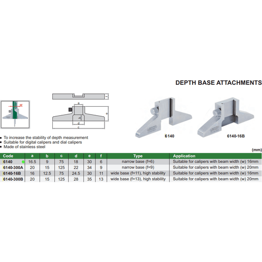 INSIZE Measuring Equipment Insize Depth Base Attachment Series 6140