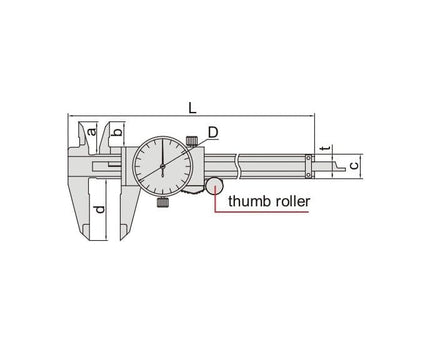 INSIZE Measuring Equipment Insize Dial Caliper 0-300mm Range Series 1312-300A