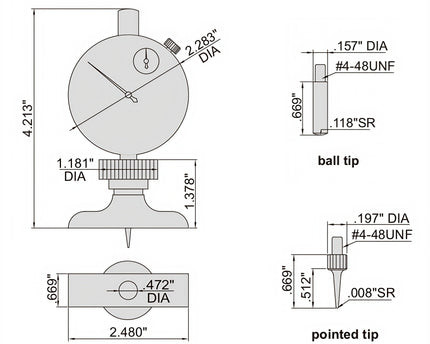 INSIZE Measuring Equipment Insize Dial Depth Gauge 0-1.2" Range Series 2341-E1