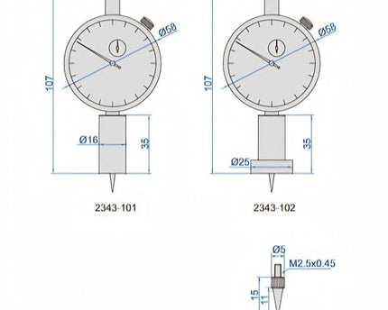 INSIZE Measuring Equipment Insize Dial Depth Gauge 0-10mm x 0.01mm Range Series 2343-102
