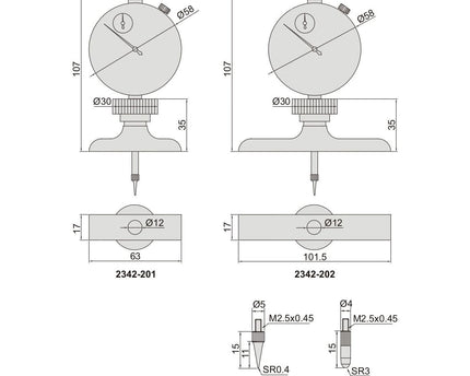 INSIZE Measuring Equipment Insize Dial Depth Gauge 0-300mm x 0.01mm Range Series 2342-202
