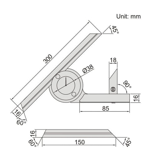 INSIZE Measuring Equipment Insize Dial Protractor 0-360 x 5' Range Series 2373-360