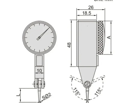 INSIZE MEASURING EQUIPMENT Insize Dial Test Indicator 0.8mm x 0.01mm Range Series 2381-08