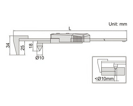 INSIZE MEASURING EQUIPMENT Insize Digital Back-Jaw Edge to Center Caliper Range Series 1524-200