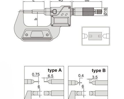 INSIZE Measuring Equipment Insize Digital Blade Micrometer 0-25mm/0-1" Range Series 3532-25A