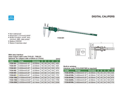 INSIZE Measuring Equipment Insize Digital Caliper 0-600mm / 0-24" Range Series 1136-601