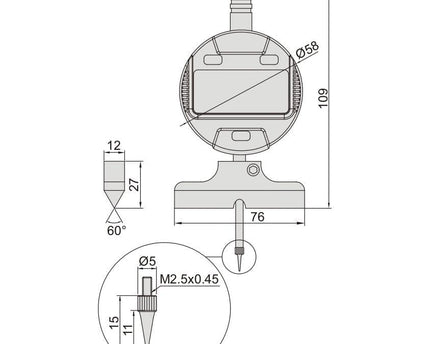 INSIZE Measuring Equipment Insize Digital Depth Gauge (60° Knife Edge Base) Range Series 2143-101