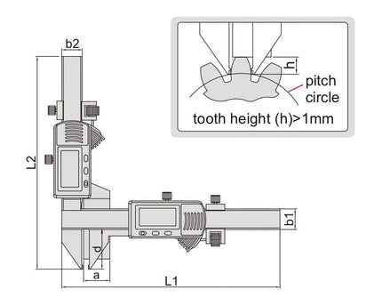 INSIZE Measuring Equipment Insize Digital Gear Tooth Caliper 1-25mm Range Series 1181-M25A