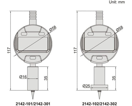 INSIZE Measuring Equipment Insize Digital Mini Long Base Depth Gauge 0-12.7mm/0-0.5" Range Series 2142-102
