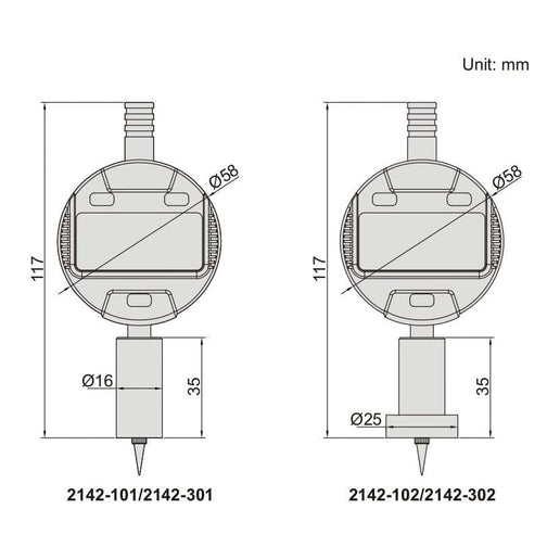 INSIZE Measuring Equipment Insize Digital Mini Long Base Depth Gauge 0-12.7mm/0-0.5" Range Series 2142-102