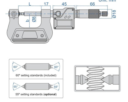 INSIZE Measuring Equipment Insize Digital Screw Thread Micrometer 75-100mm Range Series 3581-100A
