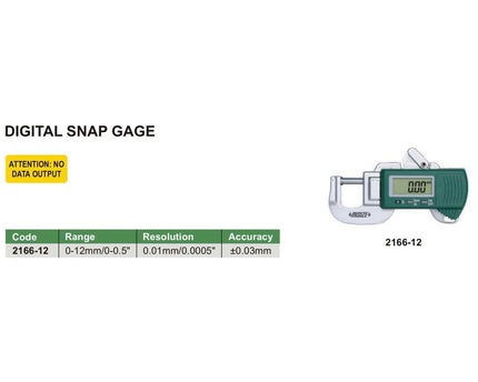 INSIZE Measuring Equipment Insize Digital Snap Gauge 0-12mm/0-0.5" Range Series 2166-12