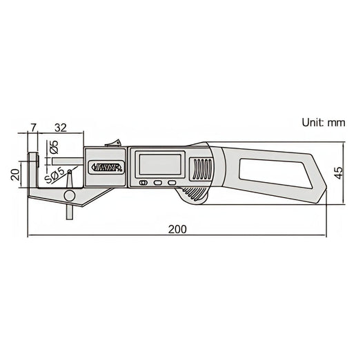 INSIZE Measuring Equipment Insize Digital Snap Gauge 0-25mm/0-1" Range Series 2163-25