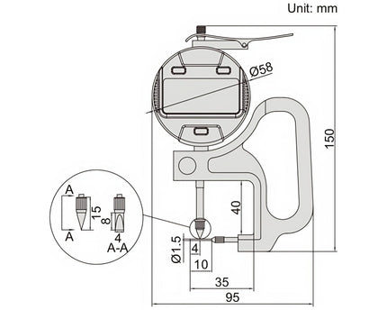 INSIZE Measuring Equipment Insize Digital Thickness Gauge 0-10mm/0-0.4" Range Series 2873-10