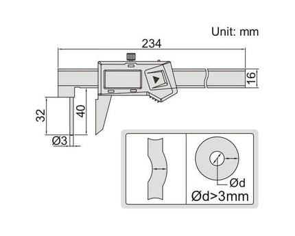 INSIZE Measuring Equipment Insize Digital Tube Thickness Caliper 0-150mm/0-6" Range Series 1161-150A
