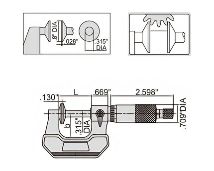 INSIZE MEASURING EQUIPMENT Insize Disc Micrometer 1-2" Range Series 3282-2