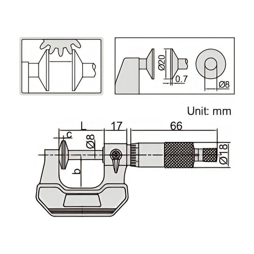 INSIZE Measuring Equipment Insize Disc Micrometer 50-75mm Range Series 3282-75