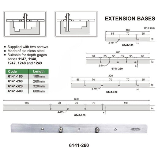 INSIZE Measuring Equipment Insize Extension Base 180mm Range Series 6141-180